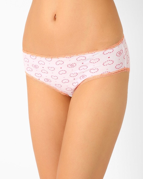 Buy CONTRAST PRINT PINK LOW-WAIST THONG for Women Online in India