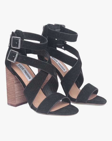 steve madden black heels with ankle strap