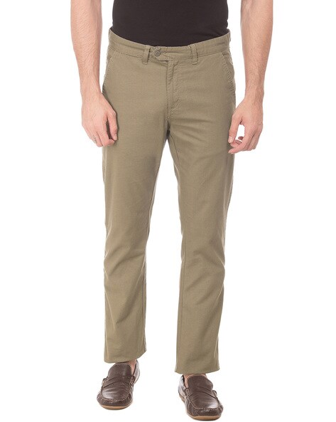 Buy Ruggers Olive Regular Fit Flat Front Trousers for Mens Online  Tata  CLiQ