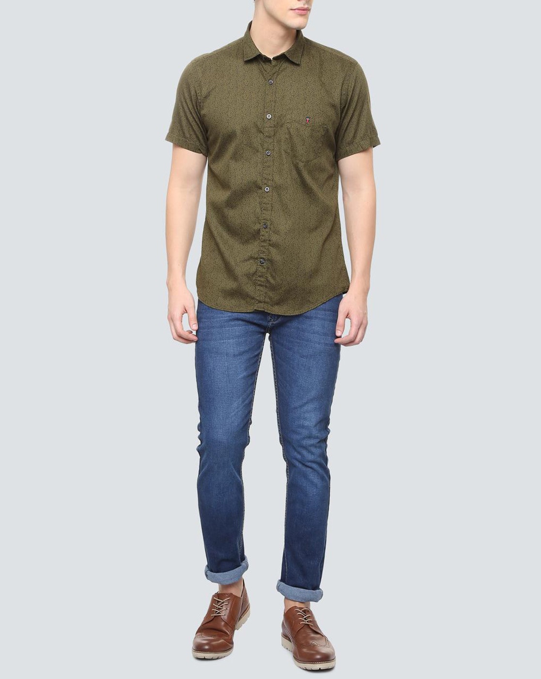 Louis Philippe sea green half sleeves t shirt - G3-MTS16308 