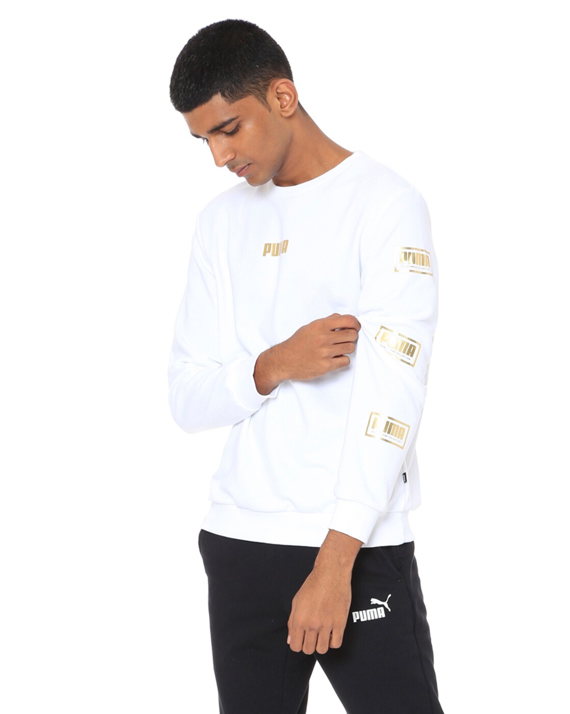 mens white puma sweatshirt