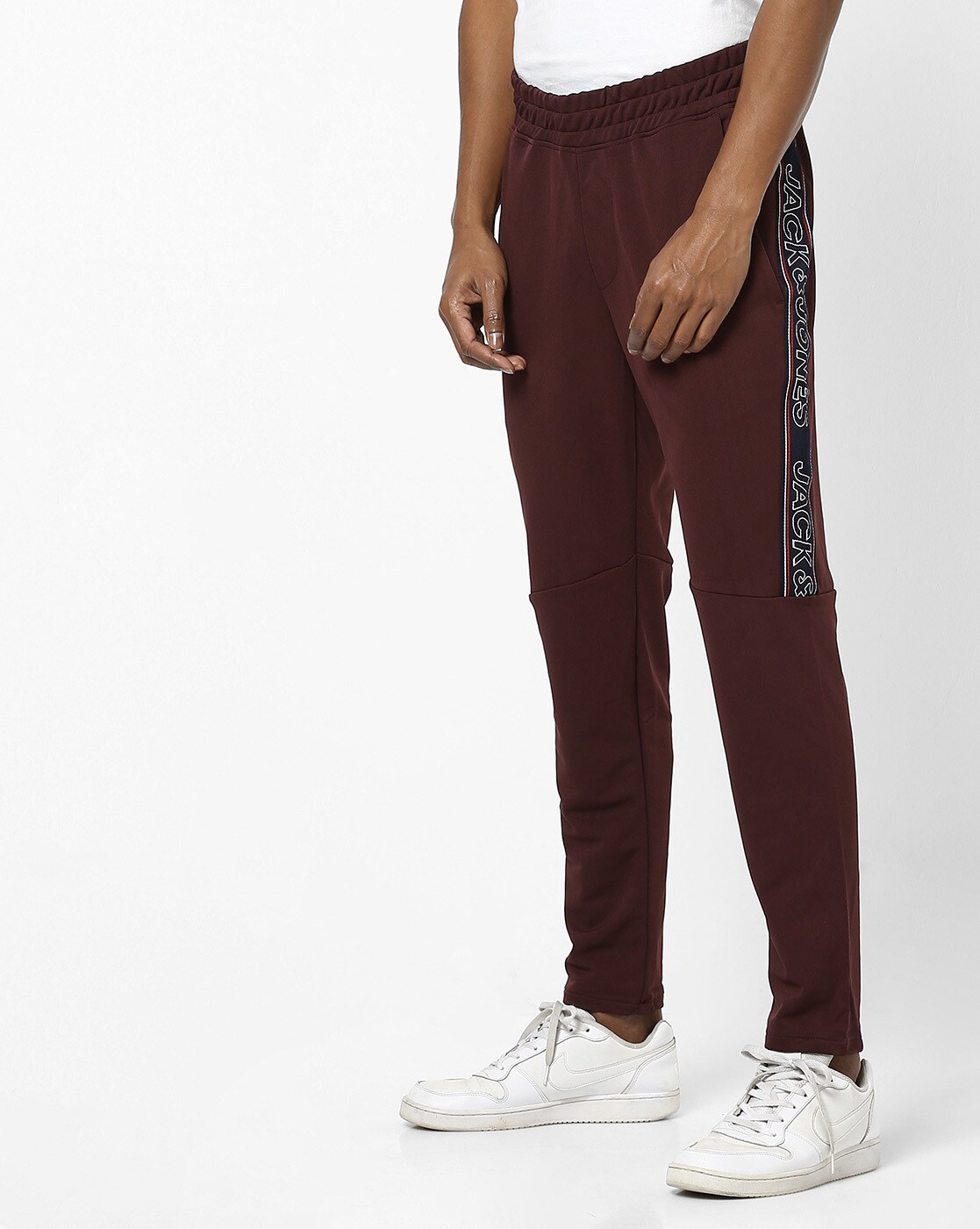 mens burgundy track pants