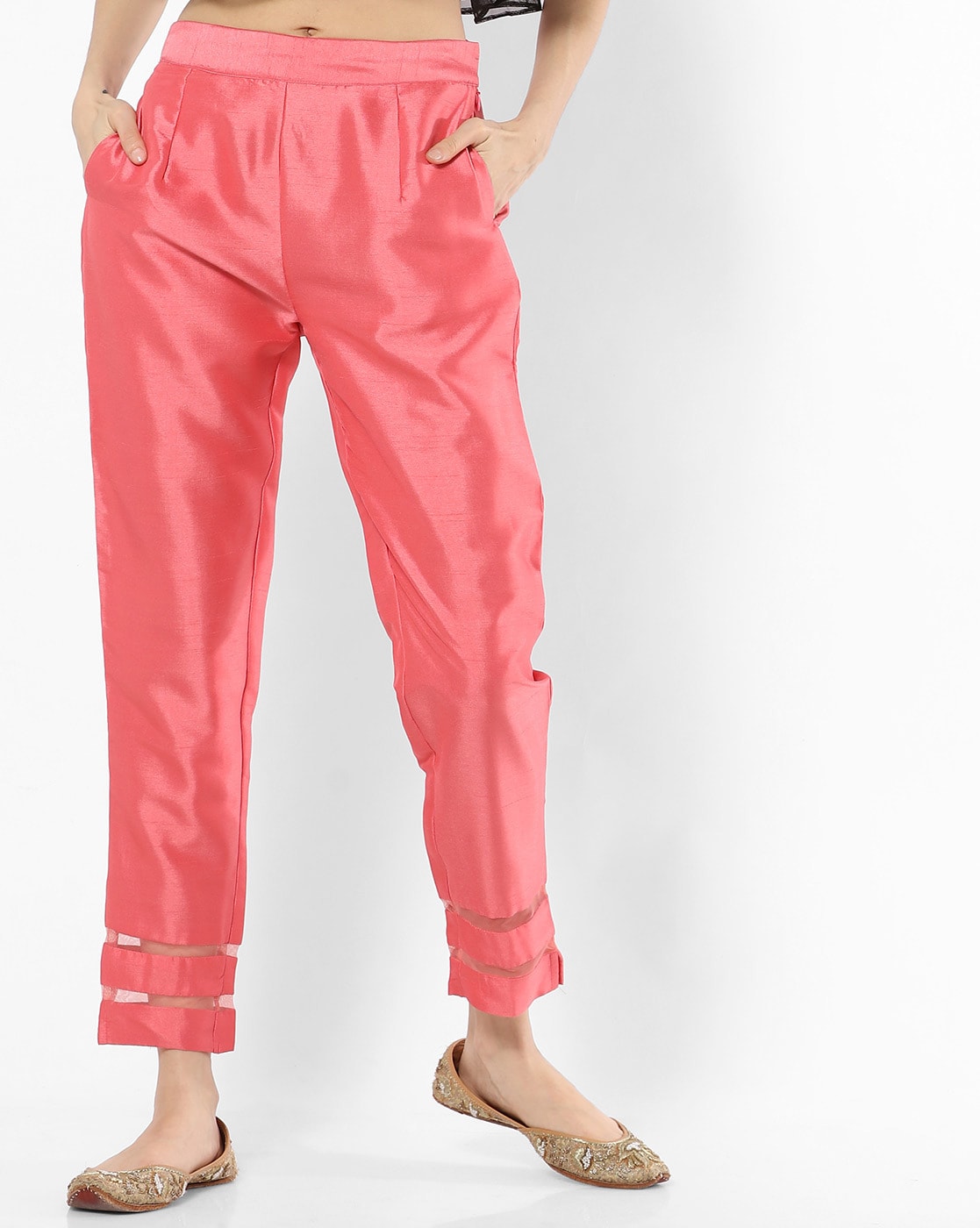 Light pink plus size cigarette pencil pants & trousers for women xxxxl to  xxxxxl.