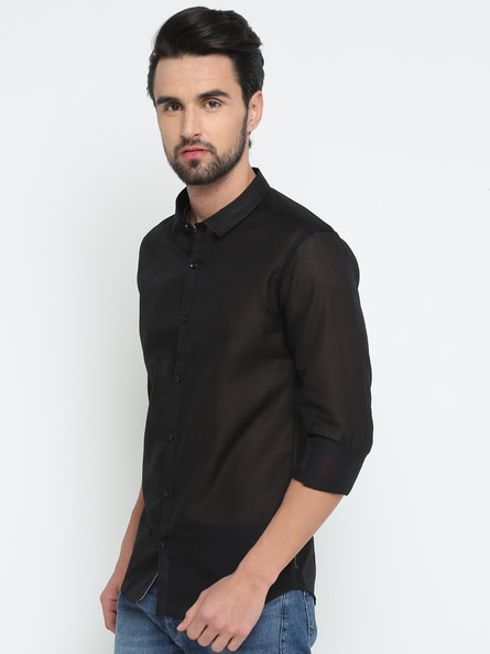 Buy Black WITH Solid Shirt | AJIO