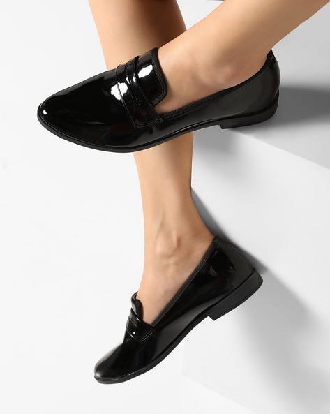 womens black suede slip on shoes