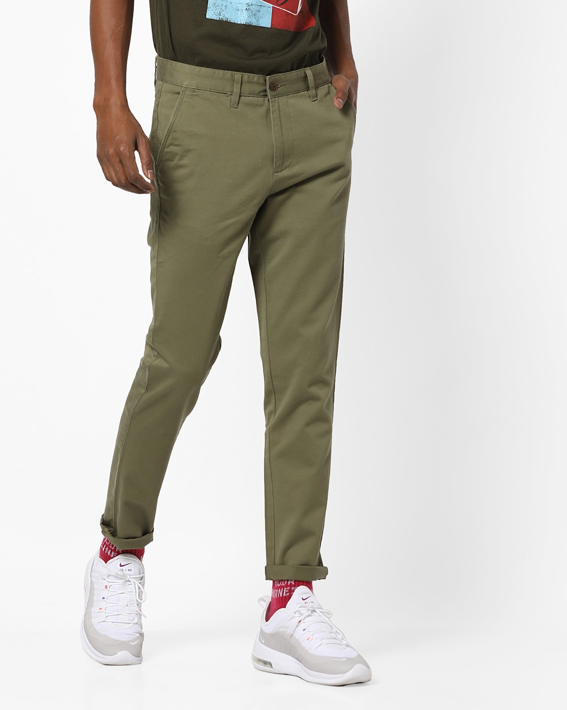 Buy Olive Trousers & Pants for Men by True Blue Online | Ajio.com