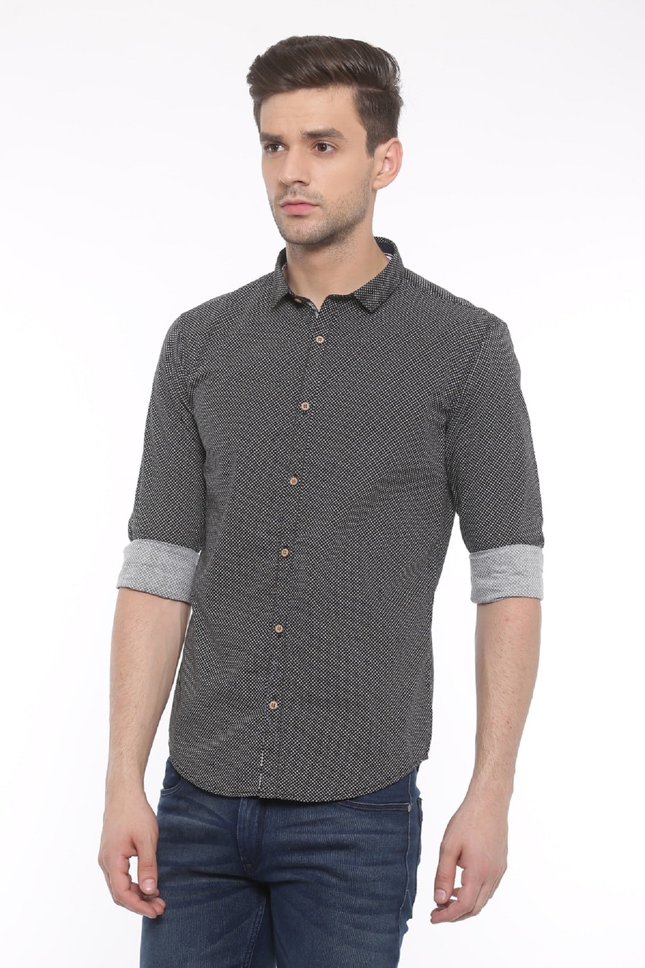 Buy Black WITH Micro Print Slim Fit Shirt | AJIO