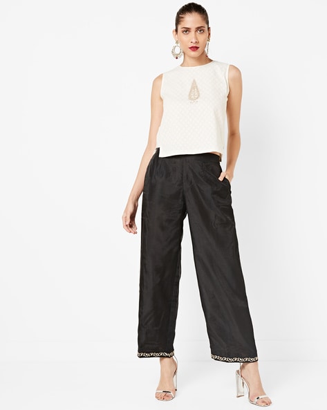 Buy Black Trousers & Pants for Women by MADAME Online | Ajio.com