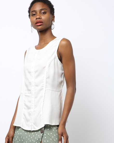 Panelled Top with Lace Trim