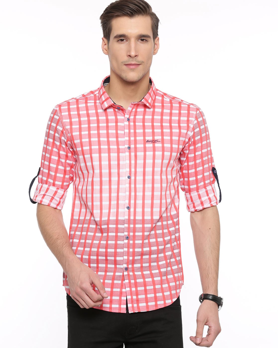 Buy Red WITH Checked Shirt | AJIO