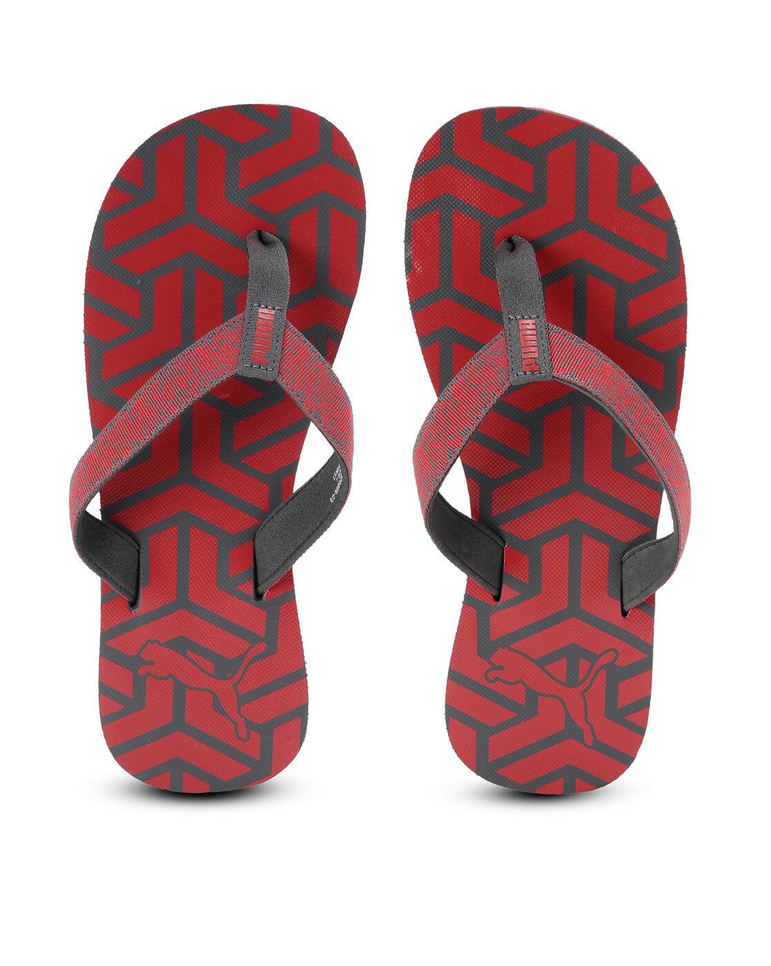 red puma flip flops