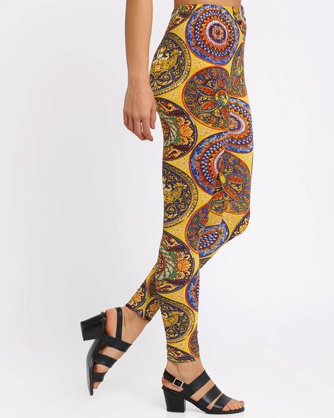 Buy Akkriti By Pantaloons Yellow Printed Ankle Length Trousers - Trousers  for Women 1014091 | Myntra