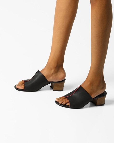 Open toe 2024 mules block heel