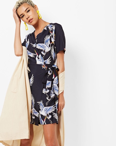 mela london navy wrap dress