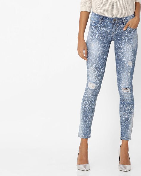 grey paint splatter jeans womens