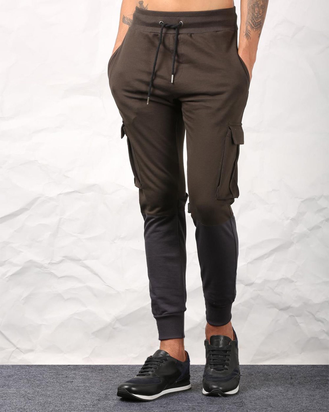 Buy by Shahid Kapoor Men Olive Green Solid Track Pants online | Looksgud.in