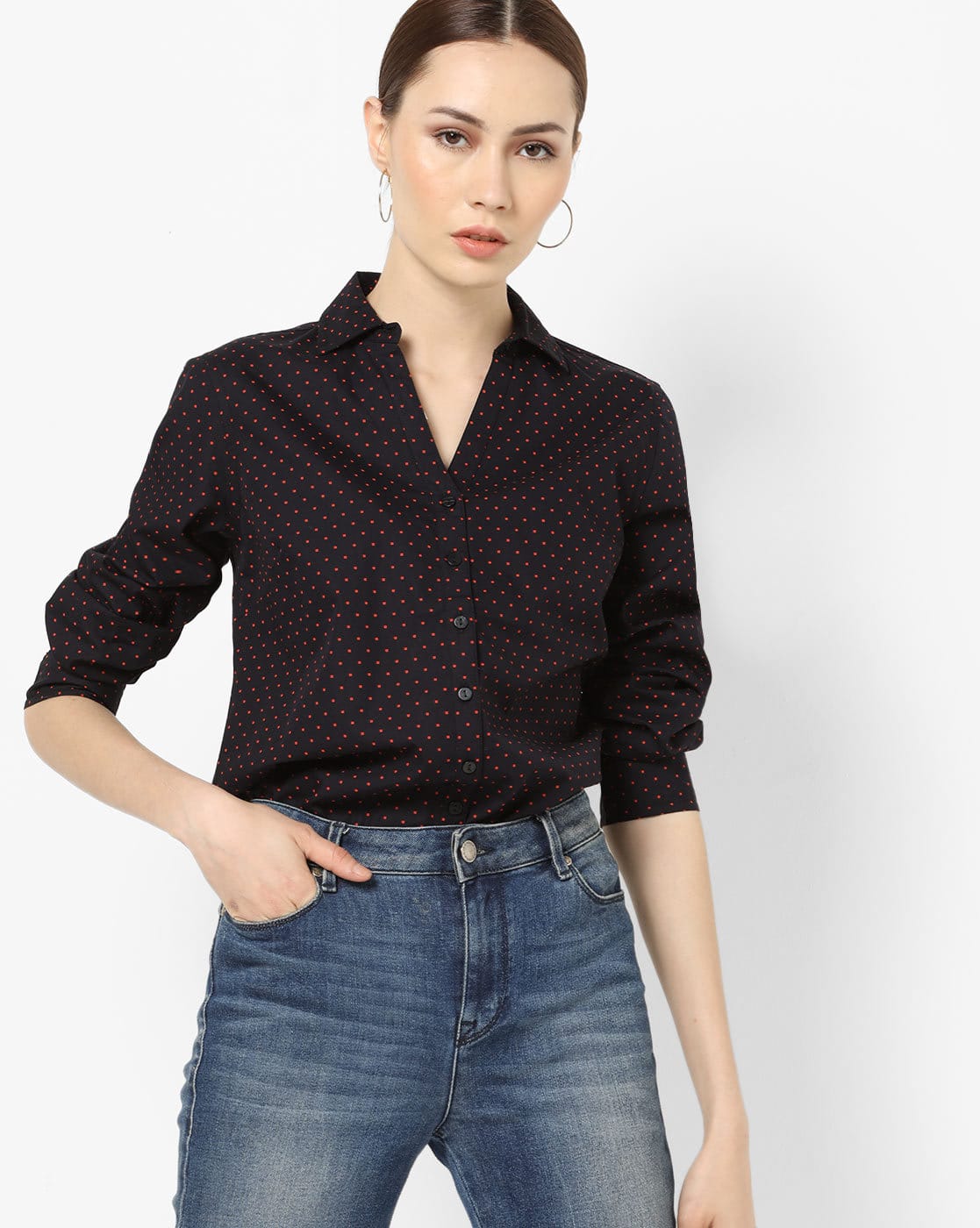 fig London】dot shirt fig London Molly blouse セーラーカラー fig