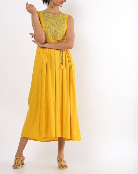 Sleeveless Embroidered Fit & Flared Dress (Image - 2)