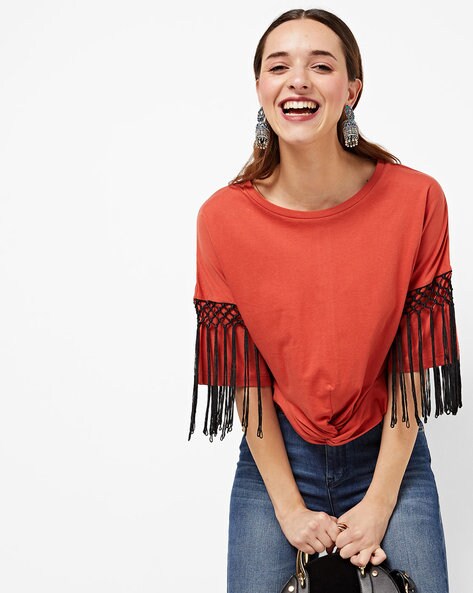 fringe t shirt sleeves