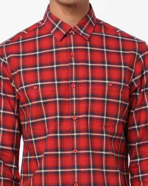 Slim Fit Checked Shirt with Patch Pocket