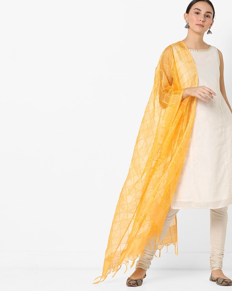 Checked Dupatta with Fringes Price in India