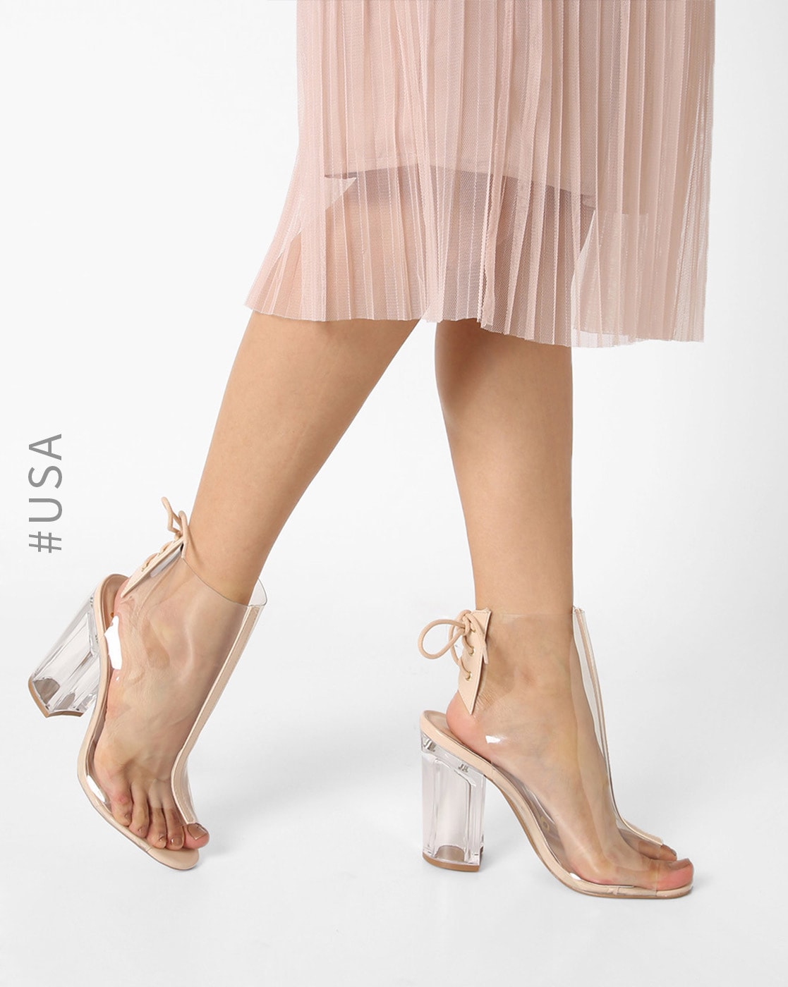 Buy Smart & Sleek Women Transparent Strap Block Heel Sandals (BLACK,  numeric_3) at Amazon.in