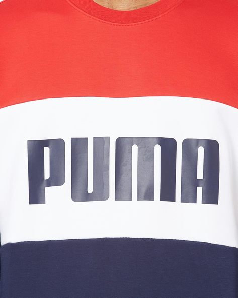 Puma red white hot sale and blue sweatshirt