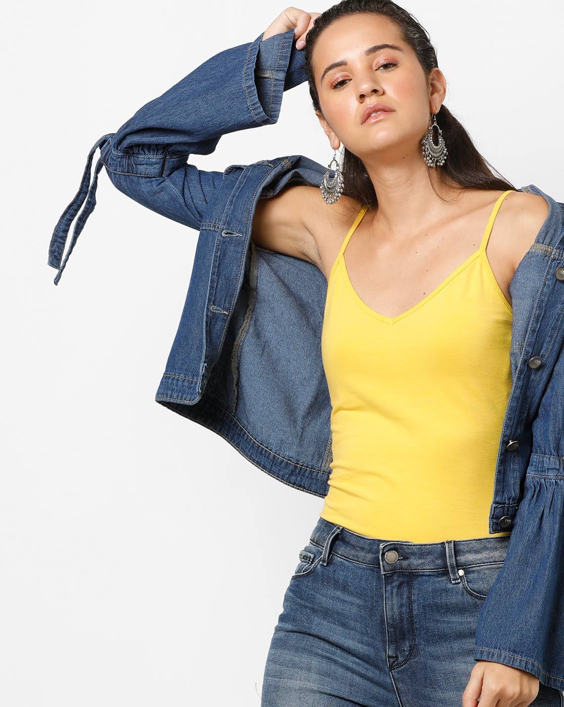 yellow strappy top