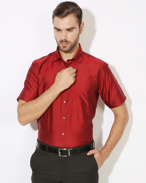 Silk Shirt with Short Sleeves