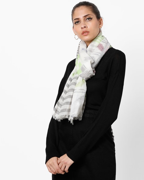 Printed Scarf with Fringes Price in India