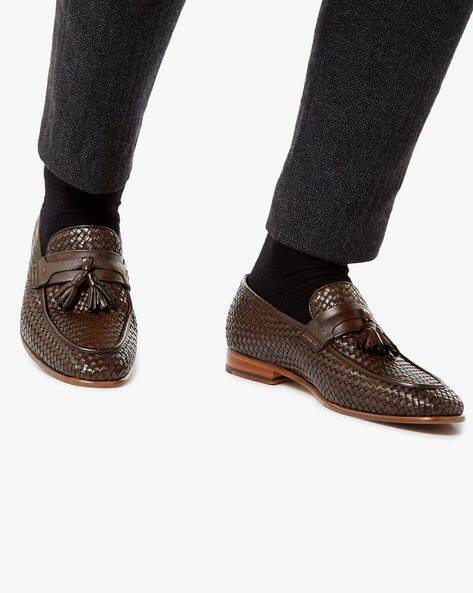 Paolo Basket-Weave Loafers with Tassels