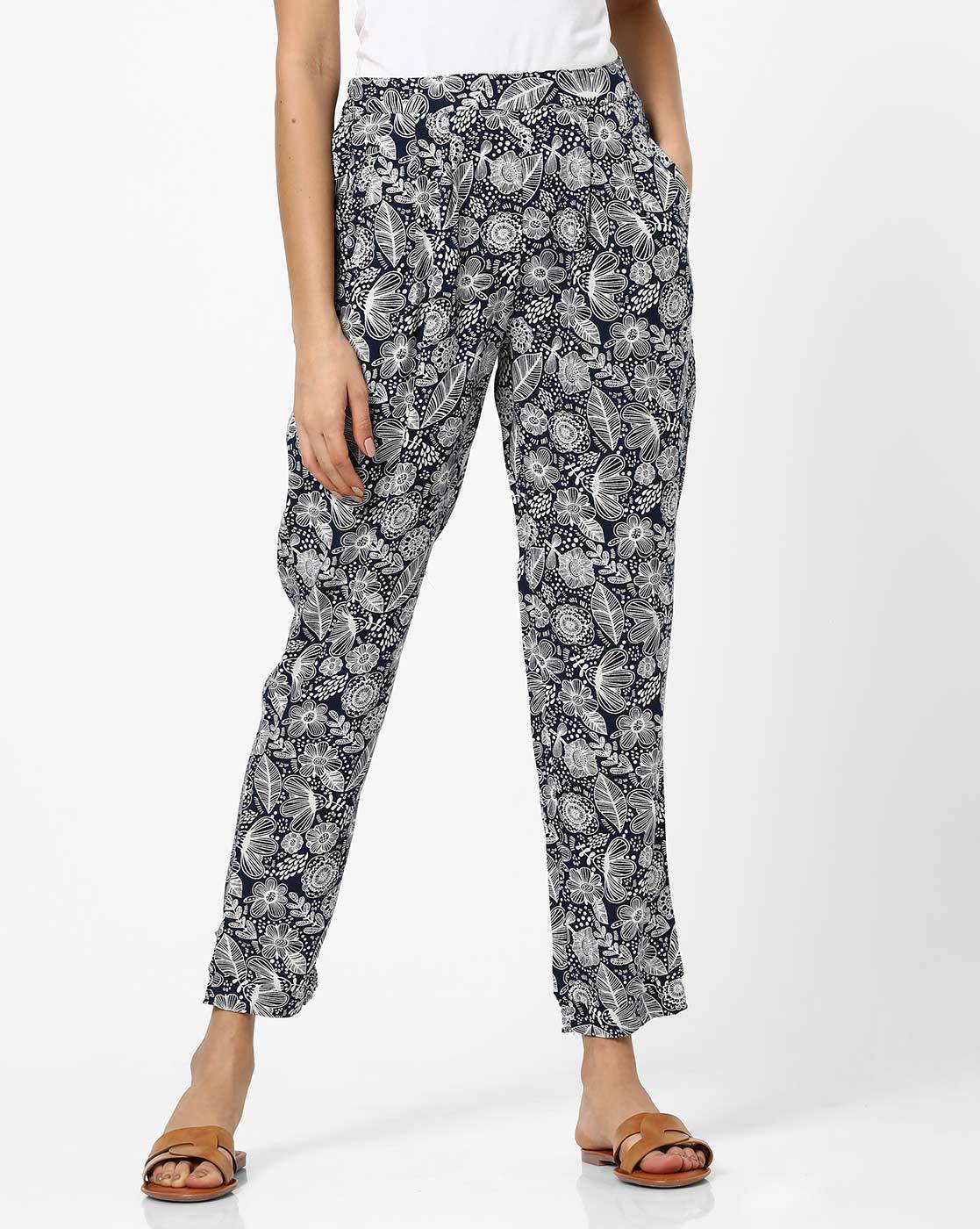 Aura Black Floral Trousers  Want That Trend