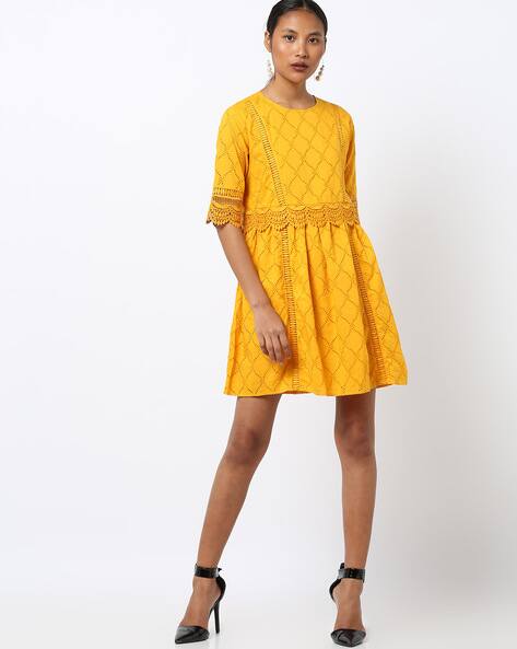 Mustard Yellow Dresses for Women by RIO 