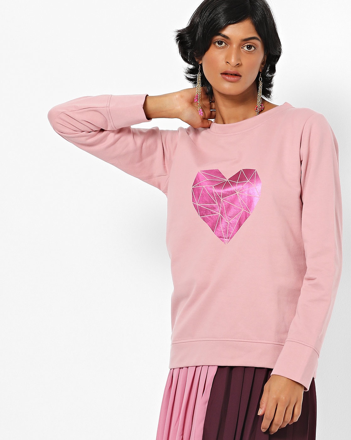 printed heart sweatshirt