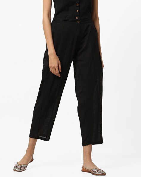 Self-Striped Pants with Insert Pockets Price in India