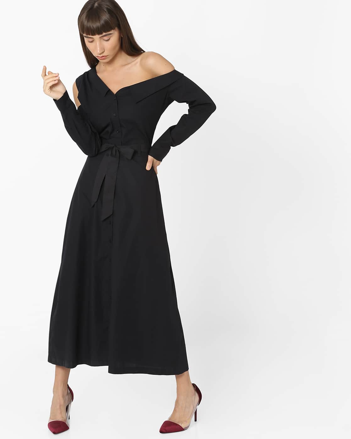 cold shoulder shirt dress