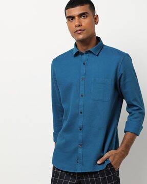 Buy Teal Blue Shirts for Men by NETPLAY 