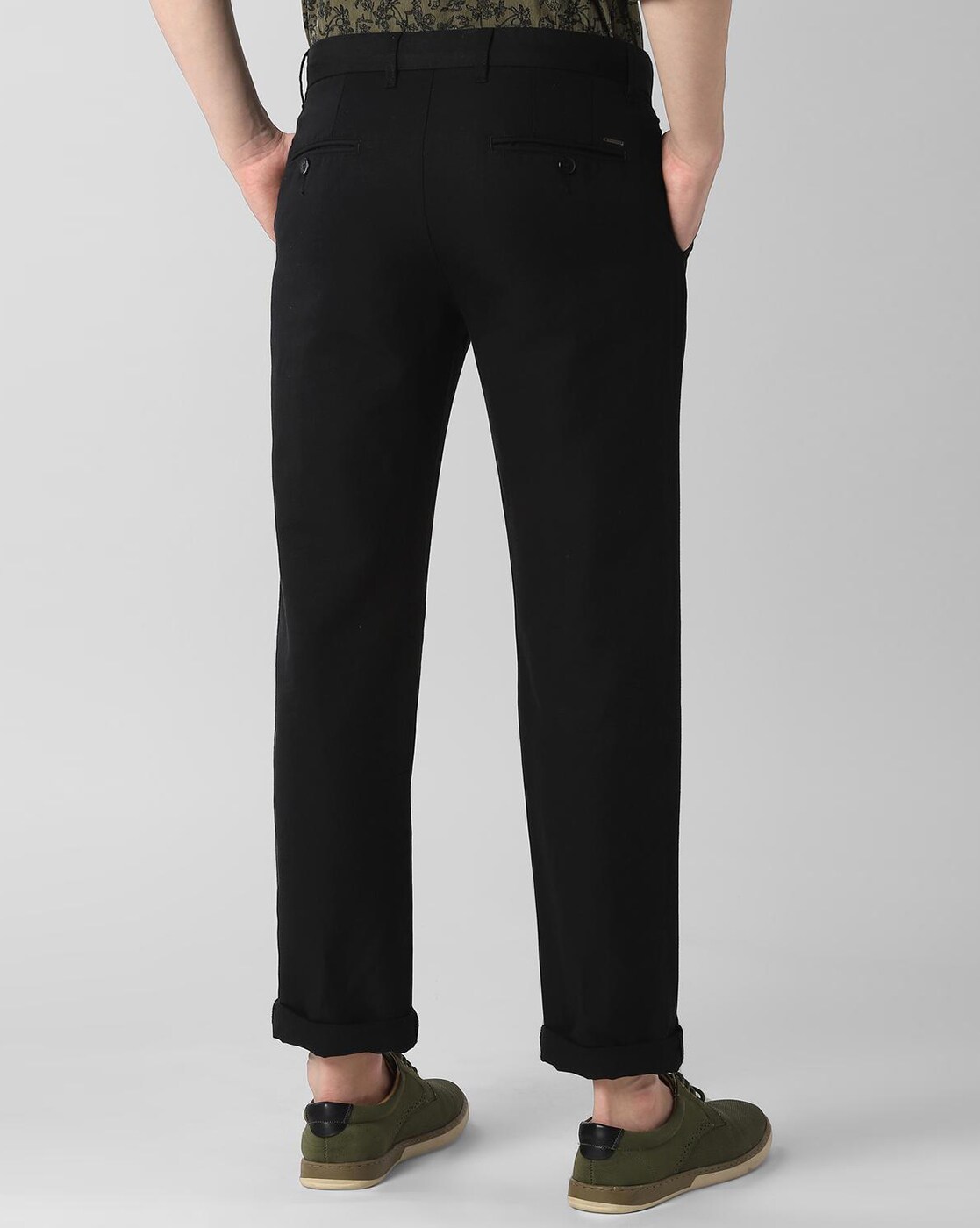 peter england slim fit men black trousers