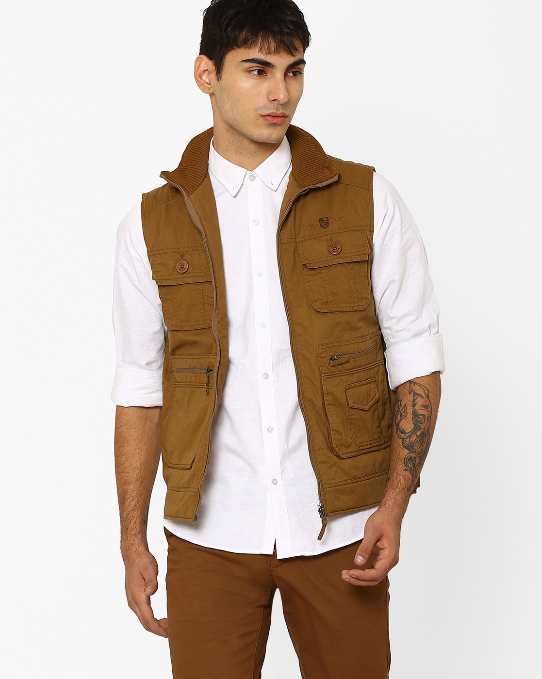 sleeveless cotton jacket for men