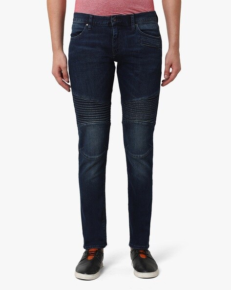 Buy online Dark Blue Washed Biker Denim Jeans from Clothing for Men by  Urbano Fashion for ₹1049 at 50% off | 2024 Limeroad.com