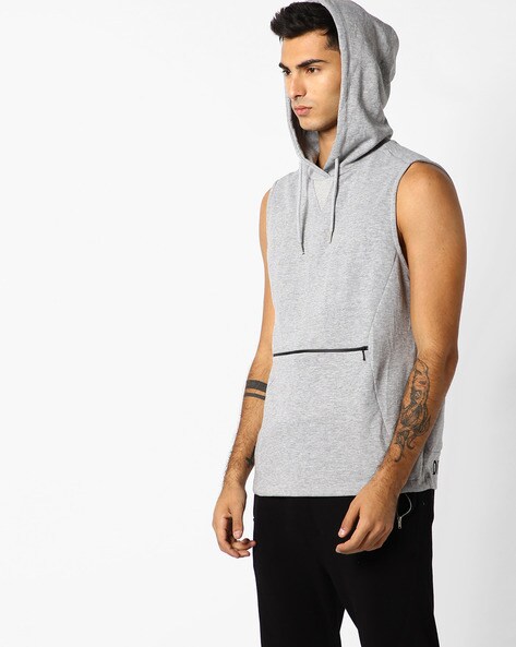 Grey clearance sleeveless hoodie