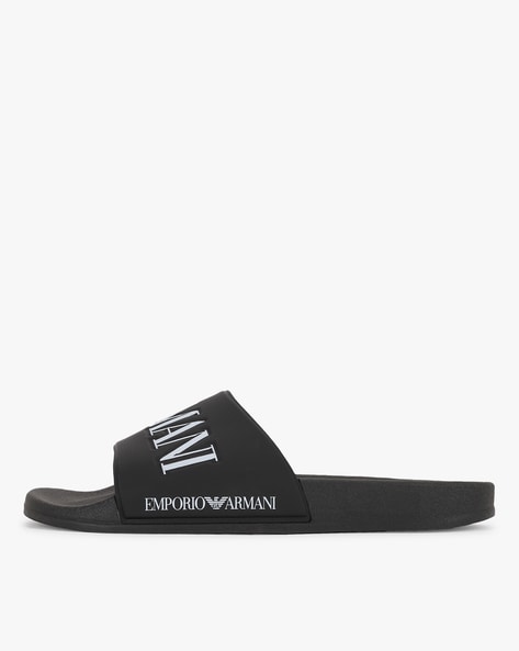 Buy EMPORIO ARMANI Sliders with Branding | Black Color Men | AJIO LUXE