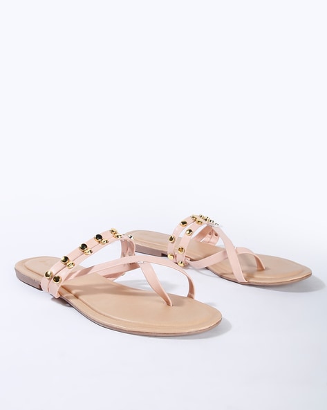 Pink best sale studded sandals