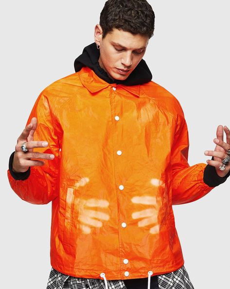 Buy DIESEL J AKINATOR Thermo Sensitive Coach Jacket Orange Color Men AJIO LUXE