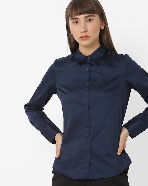 navy dress shirt womens