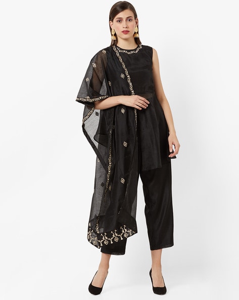 Semi-Sheer Dupatta with Embroidered Motifs Price in India