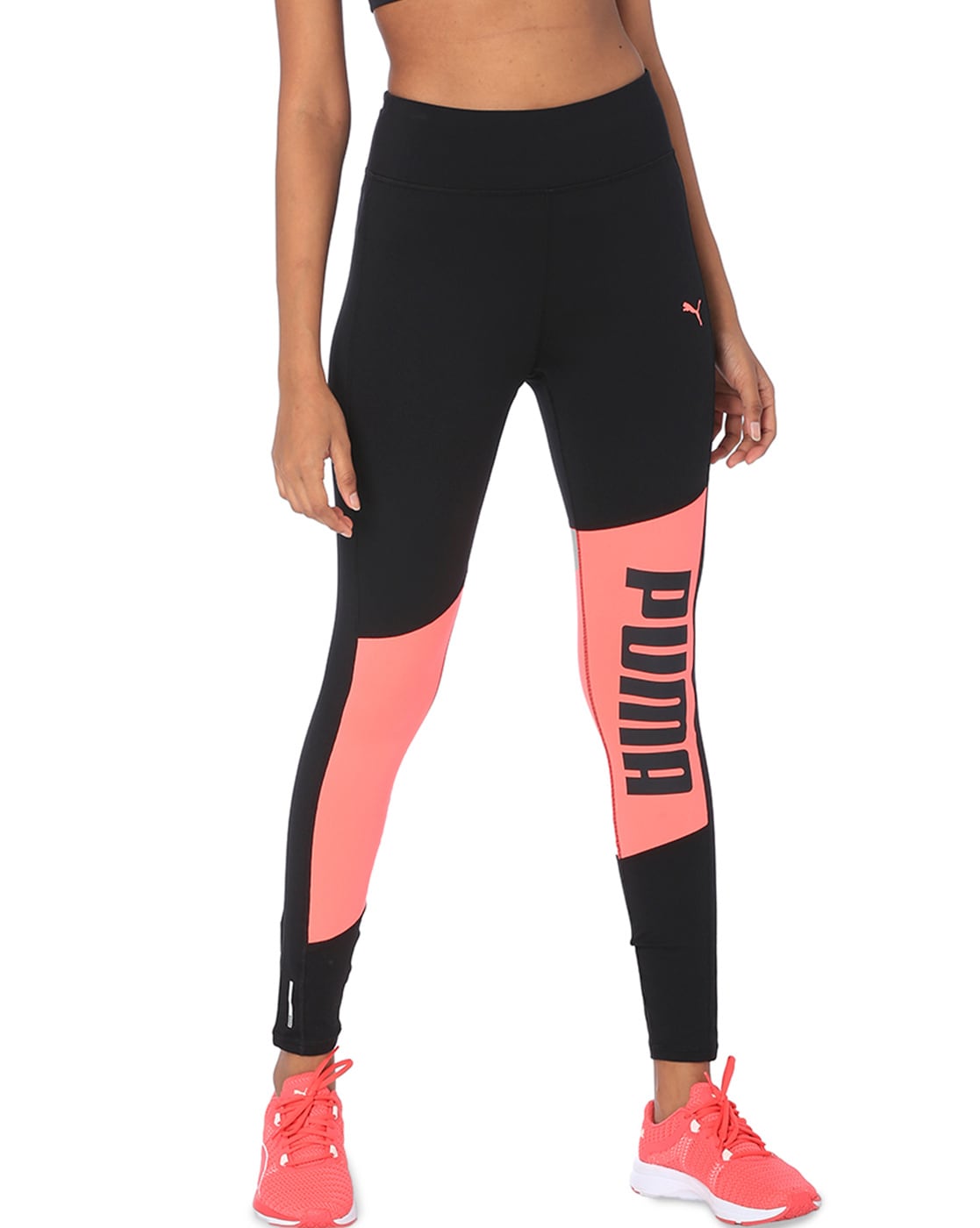 pink and black puma leggings