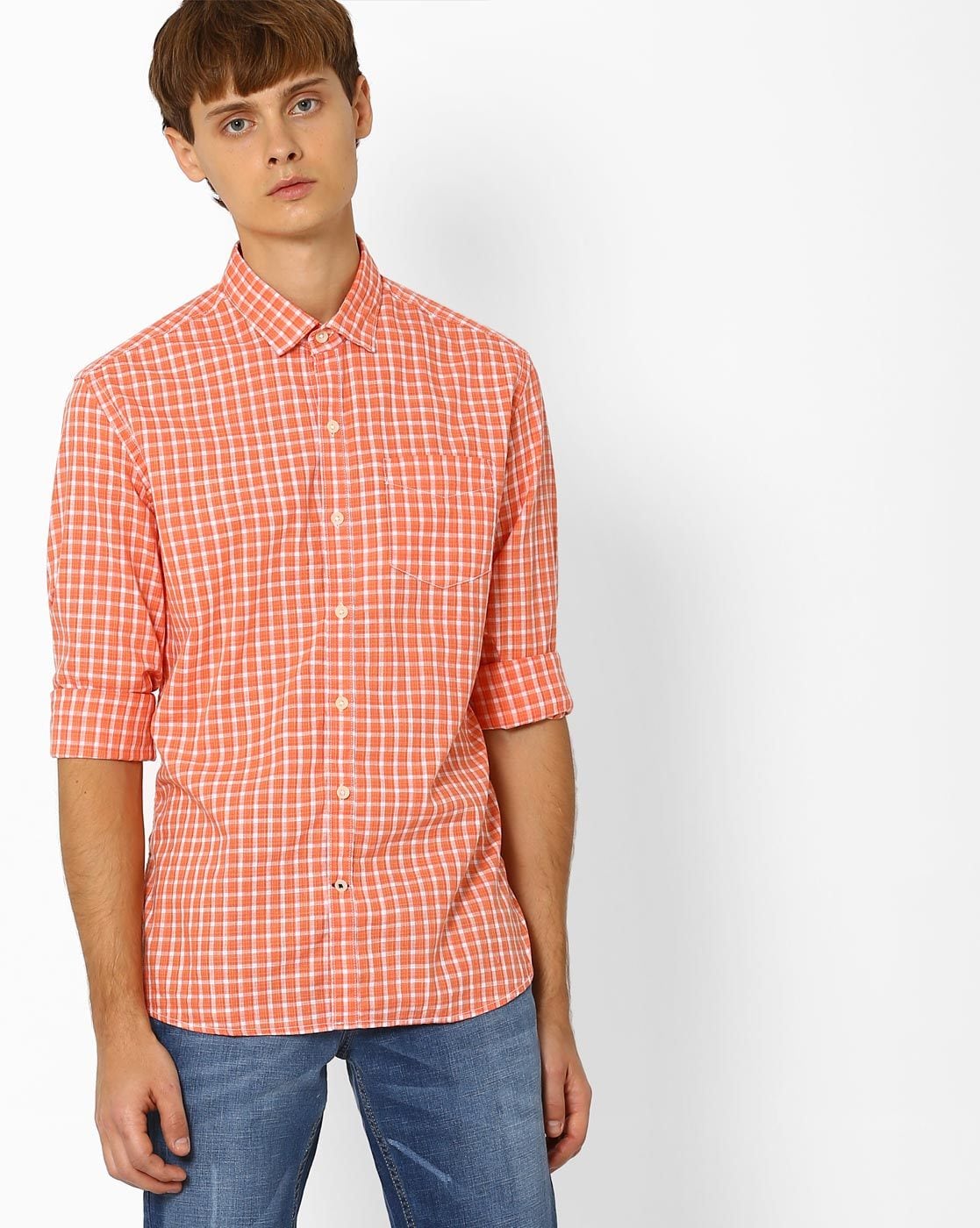 Orange discount gingham shirt