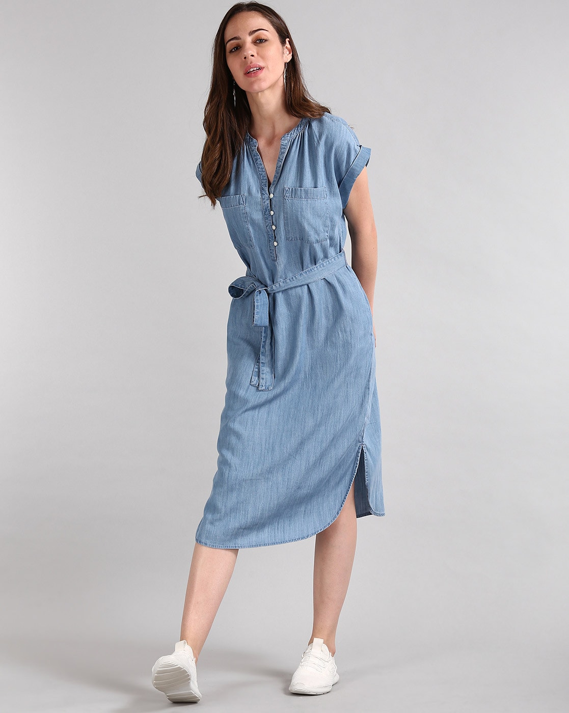 Gap - Blue Denim Fit & Flare Dress Cotton | SilkRoll