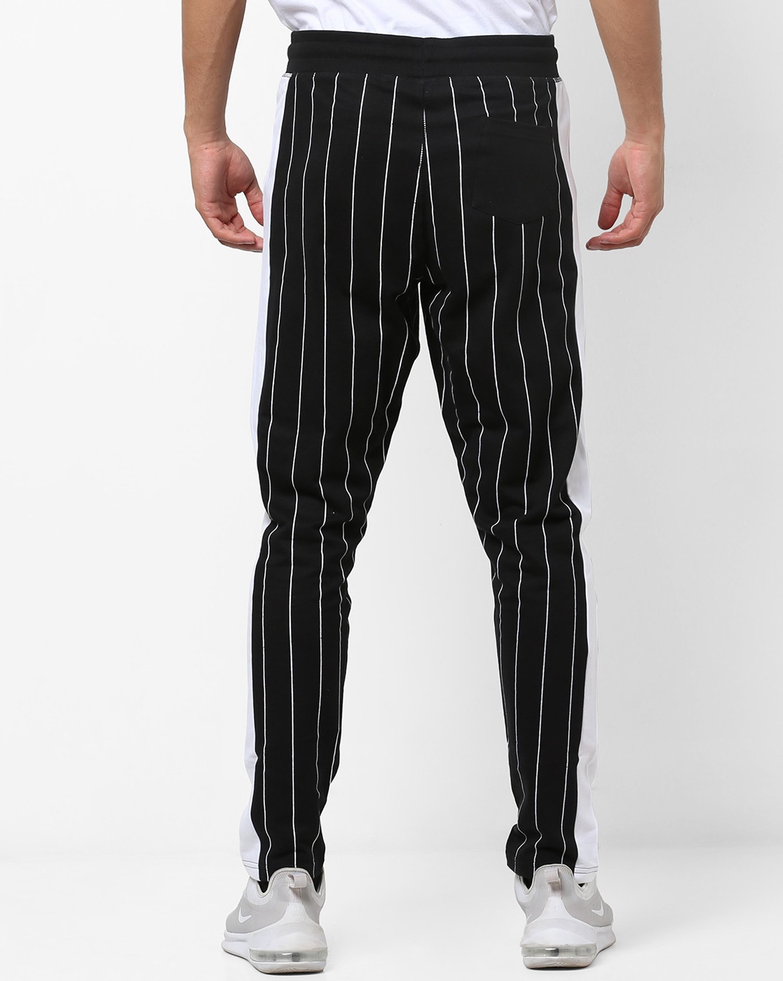 mens black and white horizontal striped pants
